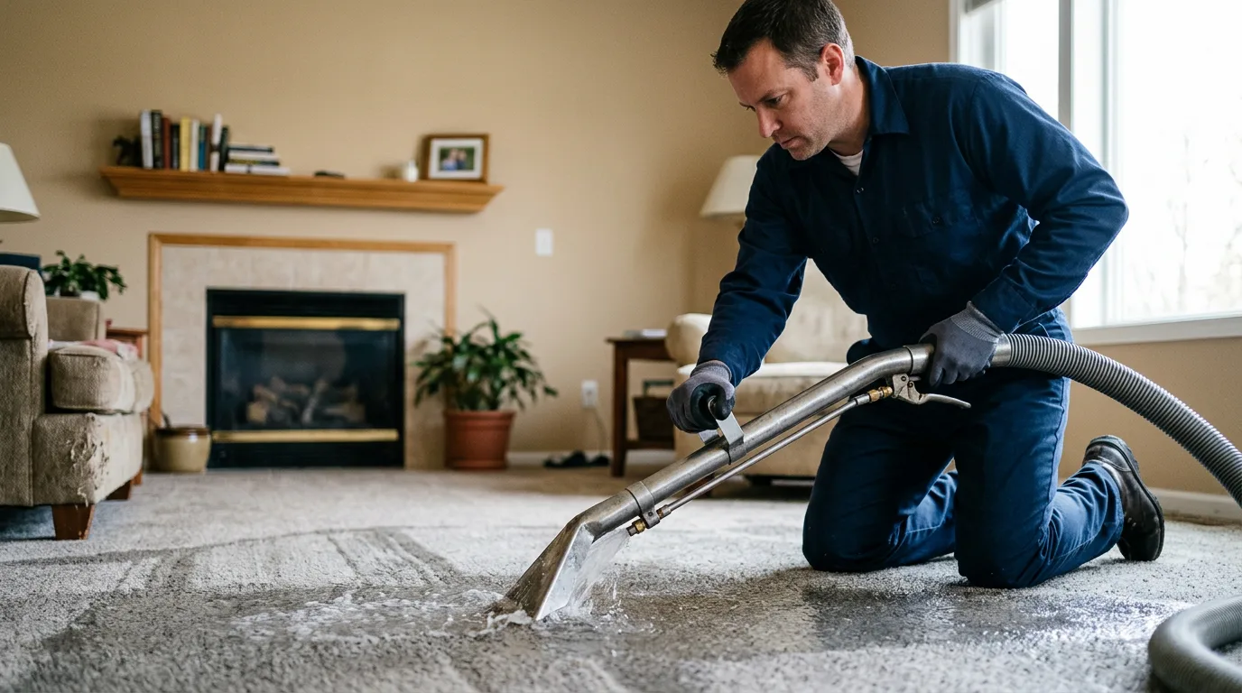 Water damage restoration technician working near Newtown, VA